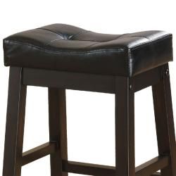 Hadden Bicast Leather 30 inches Height Tufted Saddle Barstool (Set of 2) Bar Stools