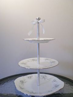 silver roses three tier cake stand by teacup candles