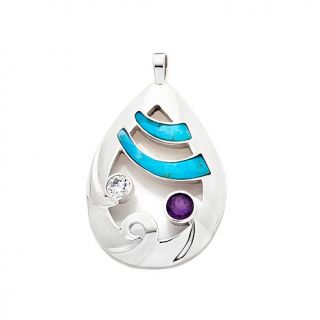 Jay King Turquoise, Amethyst and CZ Sterling Silver Pendant