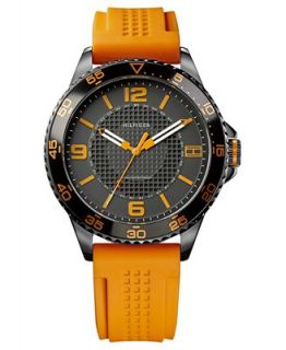Tommy Hilfiger Watch, Mens Orange Silicone Strap 44mm 1790837   Watches   Jewelry & Watches