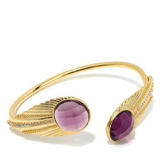 Daniela Swaebe Fashion Jewelry "Deco Owl" Purple Crystal Goldtone Cuff Bracelet