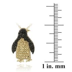 DB Designs 18k Gold over Silver Black Diamond Accent Penguin Necklace DB Designs Diamond Necklaces