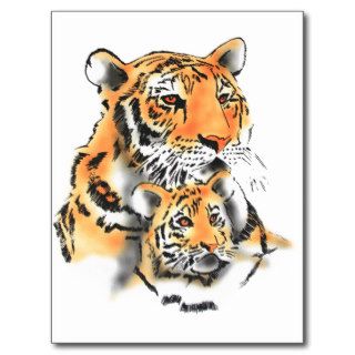 Tigress and cub post card