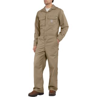 Carhartt Flame-Resistant Twill Unlined Coverall — Khaki, 50in. Waist, Short Length, Model# FRX010  Flame Resistant Bibs   Coveralls