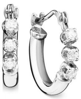 14k White Gold Earrings, Diamond Accent Hoop   Earrings   Jewelry & Watches