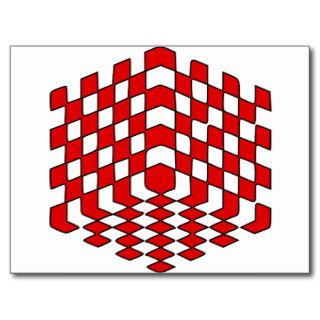 3D Red Cube Optical Illusion Post Cards