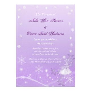 Purple & White Winter Wedding Custom Invite