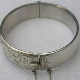 vintage engraved silver bangle by ava mae designs