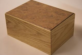 oak and burr chestnut jewellery box by stephen morris furniture