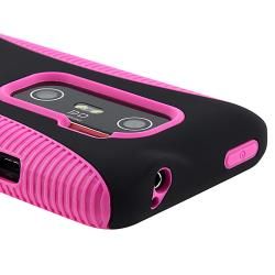 Hot Pink TPU/ Black Plastic Hybrid Case for HTC EVO 3D Eforcity Cases & Holders