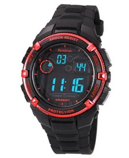 Armitron Watch, Mens Digital Black Polyurethane Strap 39mm 40 8240RED   Watches   Jewelry & Watches
