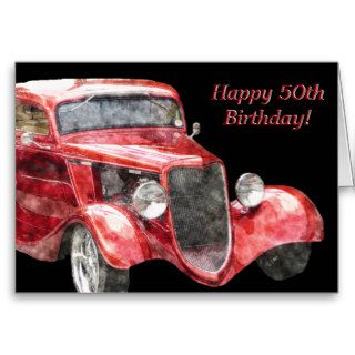 Happy 50th Birthday Half a Century Classic Car Greeting Card