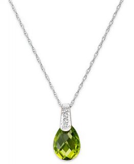 14k White Gold Necklace, Peridot (2 1/5 ct. t.w.) and Diamond Accent Brio Pendant   Necklaces   Jewelry & Watches