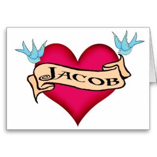 Jacob   Custom Heart Tattoo T shirts & Gifts Card