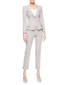 Armani Collezioni One Button Jacket with Peplum & Cropped Suiting Pants