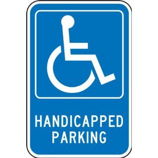 Accuform Signs FRA227RA Engineer Grade Reflective Aluminum Handicap Parking Sign, For Federal, Legend "HANDICAPPED PARKING" with Graphic, 12" Width x 18" Length x 0.080" Thickness, White on Blue
