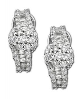 Diamond Earrings, 14k Gold Channel Set Diamond J Hoop Earrings (1/2 ct. t.w.)   Earrings   Jewelry & Watches