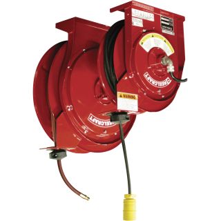 Reelcraft Light and Hose Reel Combo Pack with 3/8in. x 50ft. Hose and 50ft. Cord with Fluorescent Light, Model# TP5650OLP-L40501622  Air Hoses   Reels