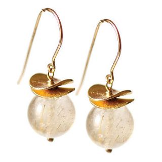 gold quartz little apple of my eye earrings by chupi