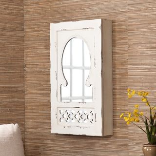 Upton Home Magdalene Shabby Chic Mirrored Wall Mount Jewelry Armoire Upton Home Mirrors