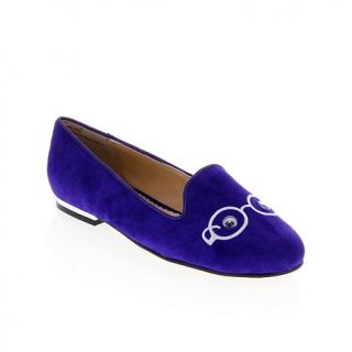 Iris Apfel Suede Loafers with Eyeglass Applique