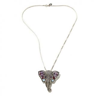 Nicky Butler 3.08ct Amethyst and Multigem Sterling Silver "Elephant" Pendant wi