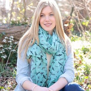 peppermint green with black bird scarf by lisa angel