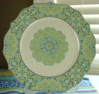 222 Fifth Lyria Teal Dinner Plate, Set of 4, Paisley Kitchen & Dining
