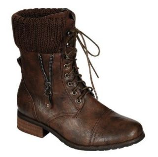RENEEZE ALICE 04 Women Mid Calf Lace Up Boots (Brown) 6.5 Shoes