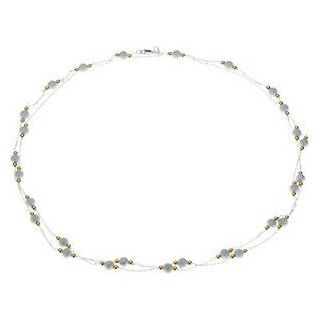 14K Yellow Gold And Sterling Silver Bead Necklace Jewelry
