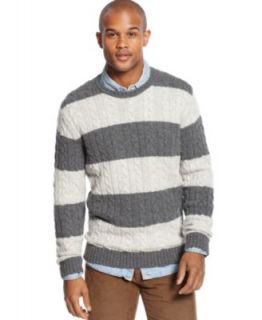 Club Room Sweater, Crew Neck Lambswool Blend Striped Sweater   Sweaters   Men
