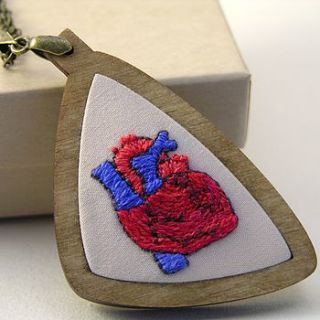 embroidered heart pendant by mother eagle