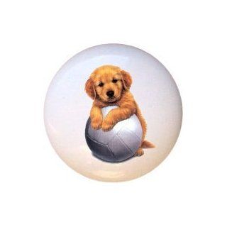 Volleyball Puppy Dog Dogs Drawer Pull Knob   Cabinet And Furniture Knobs  
