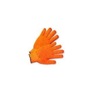 100% Polyester with Orange Honeycomb Grip Gloves (Sold by Dozen) Size Large   Work Gloves  