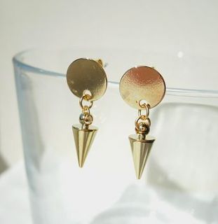gold circle and spike earrings by la belle et la bete