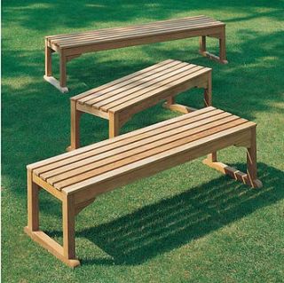 teak backless bench by posh garden furniture
