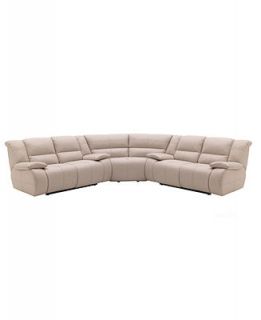 Franco Leather Reclining Sectional Sofa, 3 Piece Power Recliner (2 Loveseats and Wedge) 129W x 129D x 39H   Furniture