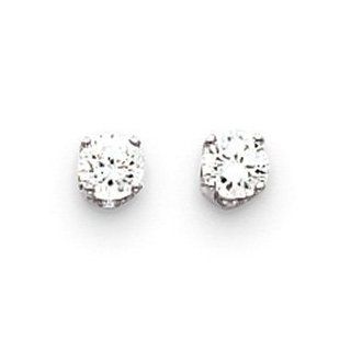 14k Gold White Gold 4mm Cubic Zirconia stud earring Jewelry