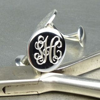 monogram silver cufflinks by hersey silversmiths