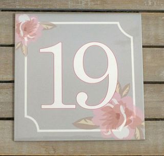 house number ceramic sign pink rose by tilliemint loves
