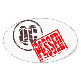 Quality control passed rubber stamp effect oval sticker