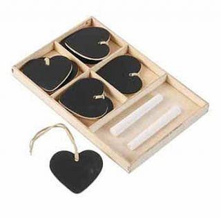 set of eight blackboard hanging hearts by the country heart store