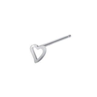 Hollow Heart Sterling Silver Bendable Nose Ring Jewelry