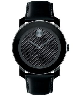 Movado Unisex Swiss Bold Black Coated Leather Strap Watch 42mm 3600170   Watches   Jewelry & Watches
