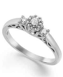 Diamond Ring, Sterling Silver Certified Round Cut Diamond Engagement Ring (1/5 ct. t.w.)   Rings   Jewelry & Watches