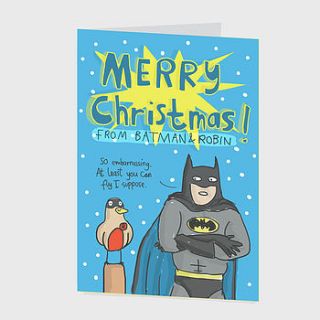 'batman and robin' christmas card by sarah ray