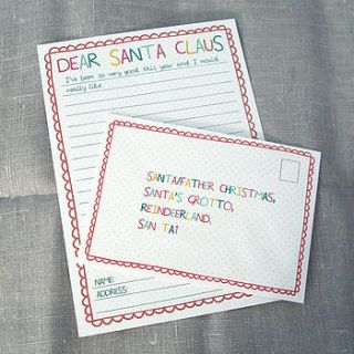 colourful letter to santa and envelope by sarah catherine designs