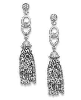 Diamond Earrings, Sterling Silver Diamond Tassel Earrings (1/5 ct. t.w.)   Earrings   Jewelry & Watches