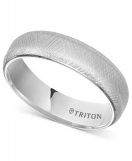 Triton Mens White Tungsten Carbide Ring, 7mm Comfort Fit Florentine Finish Wedding Band   Rings   Jewelry & Watches