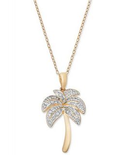 Diamond Necklace, 18k Gold over Sterling Silver and Sterling Silver Diamond Palm Tree Pendant (1/10 ct. t.w.)   Necklaces   Jewelry & Watches